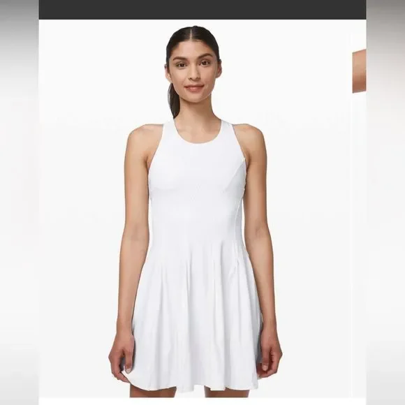 LULULEMON CourtCrush Tennis Bra Top Racerback Dress White 4